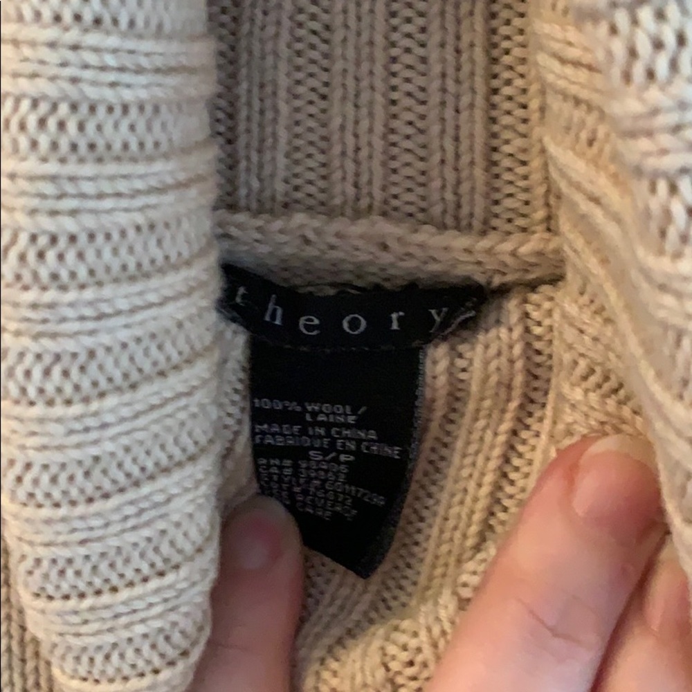 Theory tan 100% wool buttery soft sweater - Picture 3 of 5